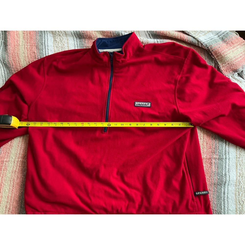 Sperry Top-Sider Mens Red Quarter Zip Fleece Pullover Mesh Lined Jacket Size M